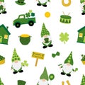 Seamless pattern Patrick`s day Gnomes vector illustration Royalty Free Stock Photo